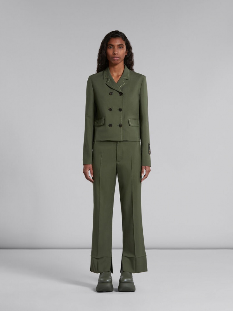 Marni Lana Trousers With Pressed Pleats Verdes | MXJBT77164