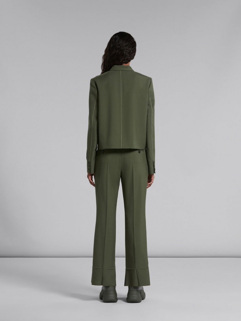 Marni Lana Trousers With Pressed Pleats Verdes | MXJBT77164