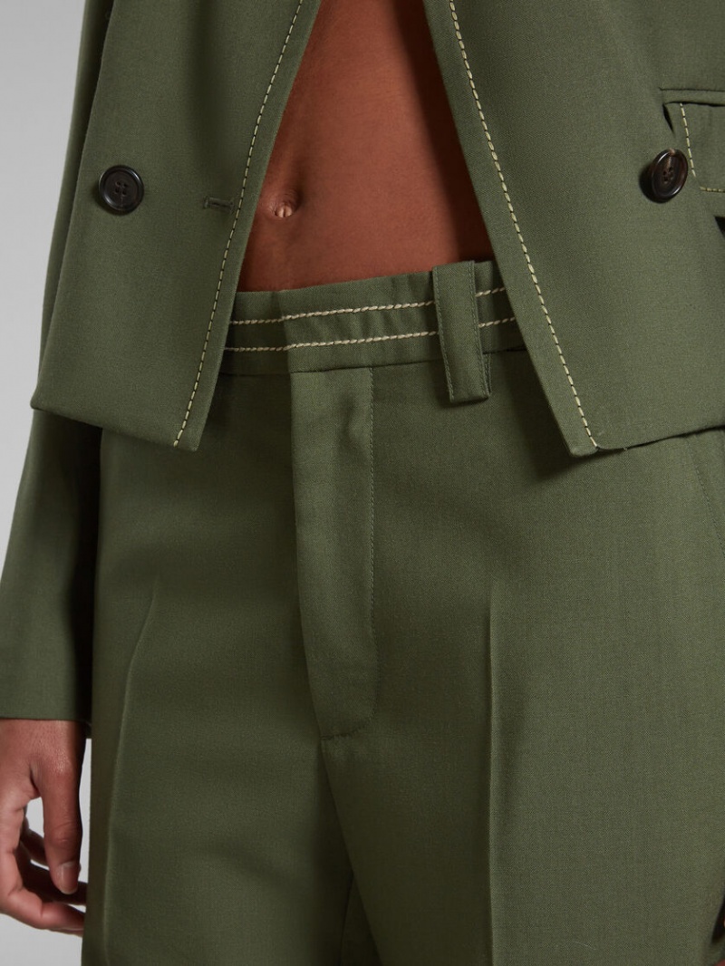 Marni Lana Trousers With Pressed Pleats Verdes | MXJBT77164