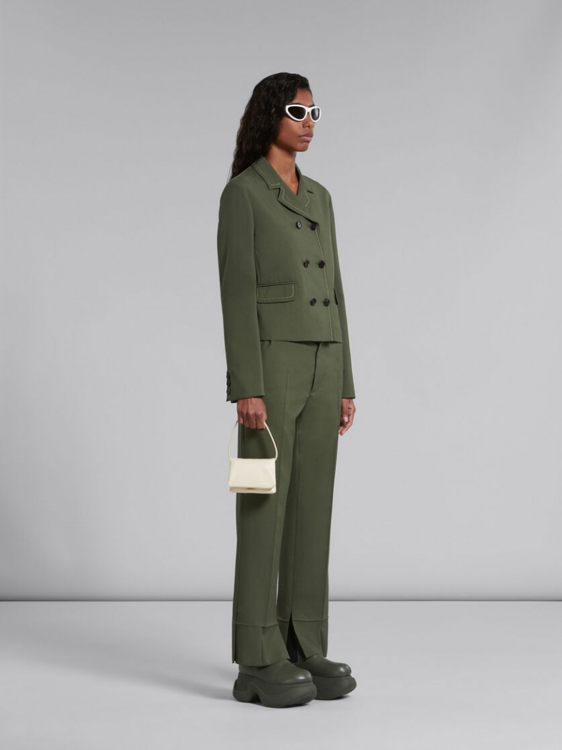 Marni Lana Trousers With Pressed Pleats Verdes | MXJBT77164