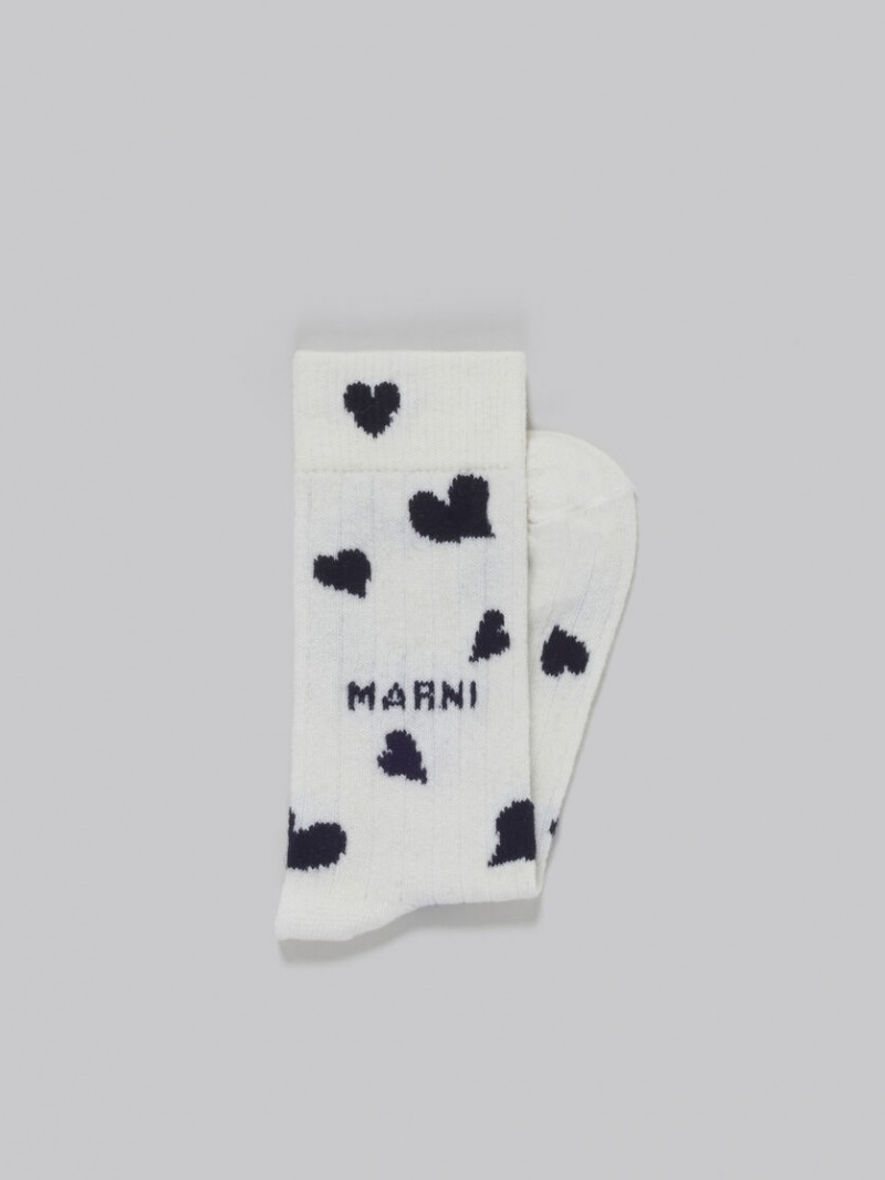 Marni Lana With Heart Motif Blancos | MXNZX61748