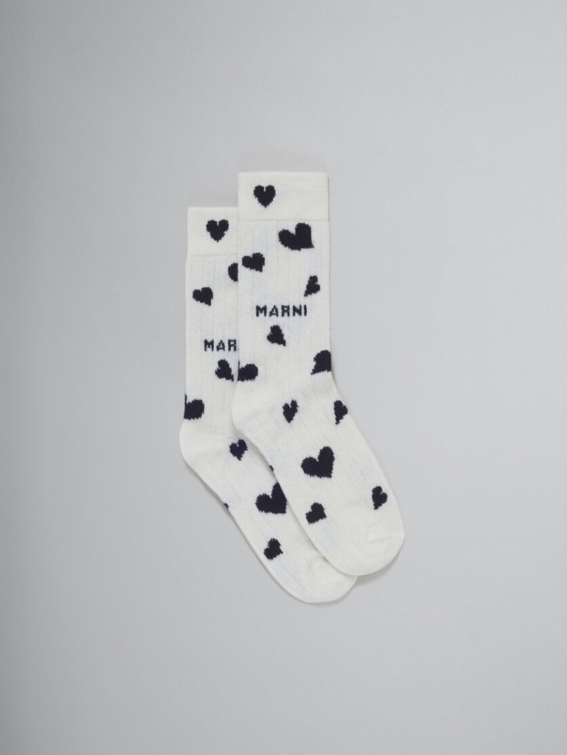 Marni Lana With Heart Motif Blancos | MXNZX61748