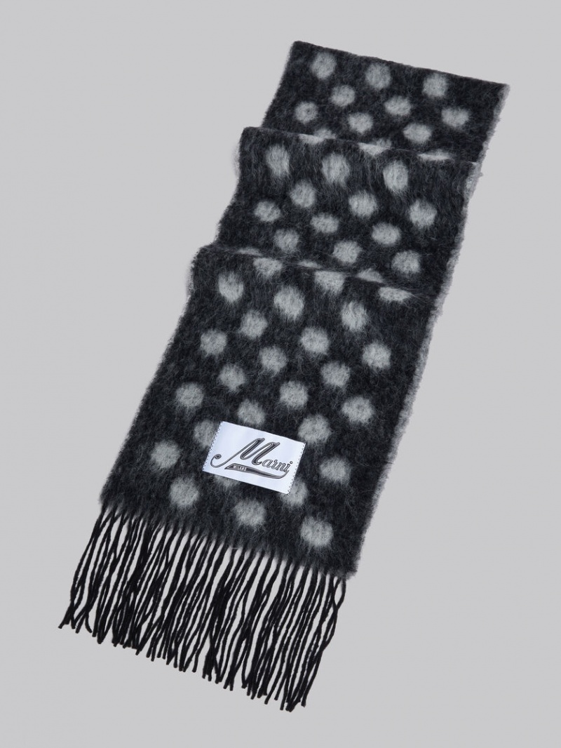 Marni Lana-mohair Scarf With Polka Dots Negros | MXCVG69514