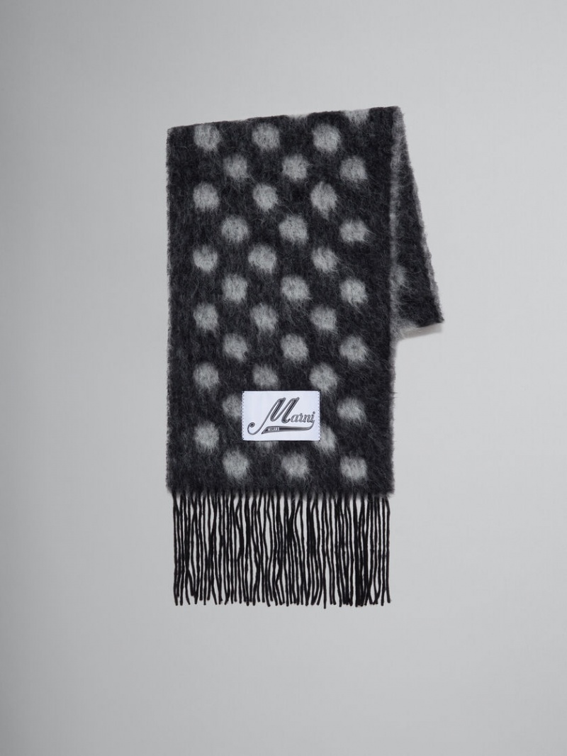 Marni Lana-mohair Scarf With Polka Dots Negros | MXCVG69514