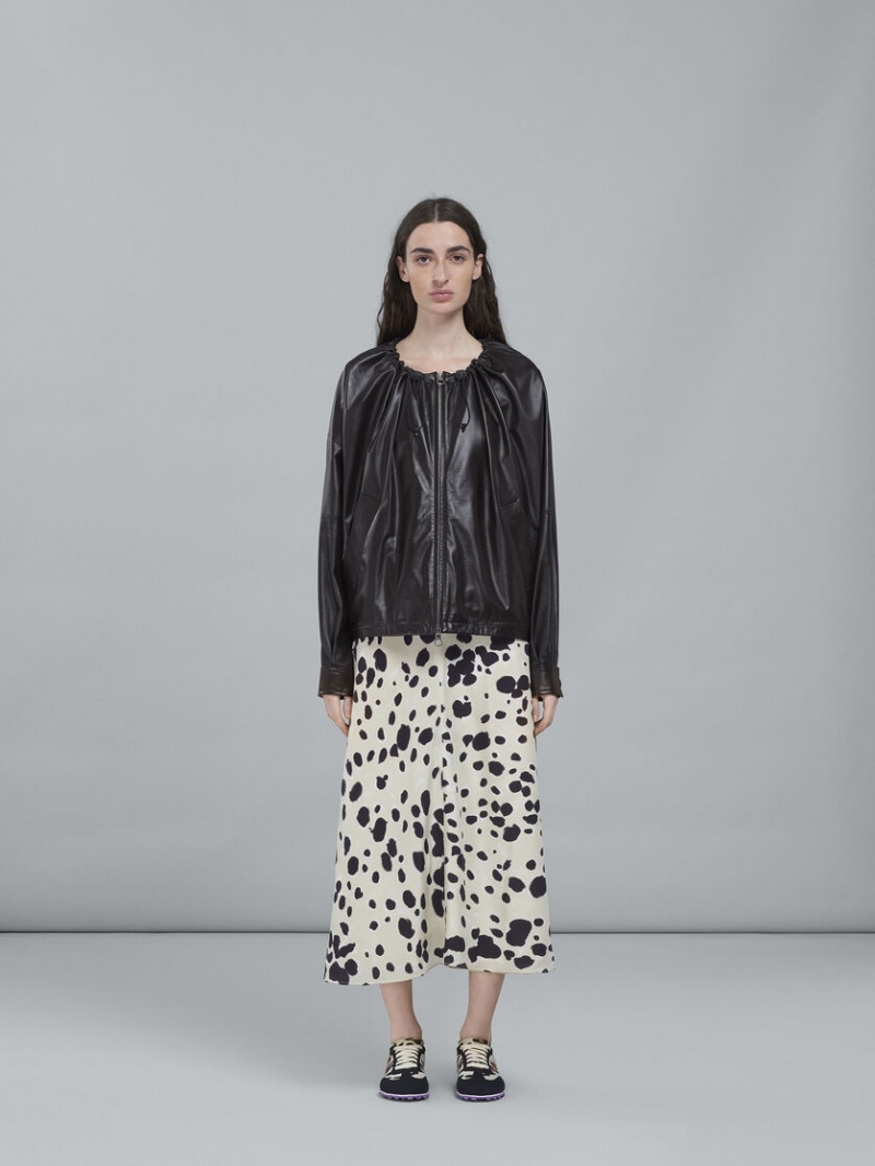 Marni Light Nappa Cuero Cropped Jacket Negros | AMXDF75167