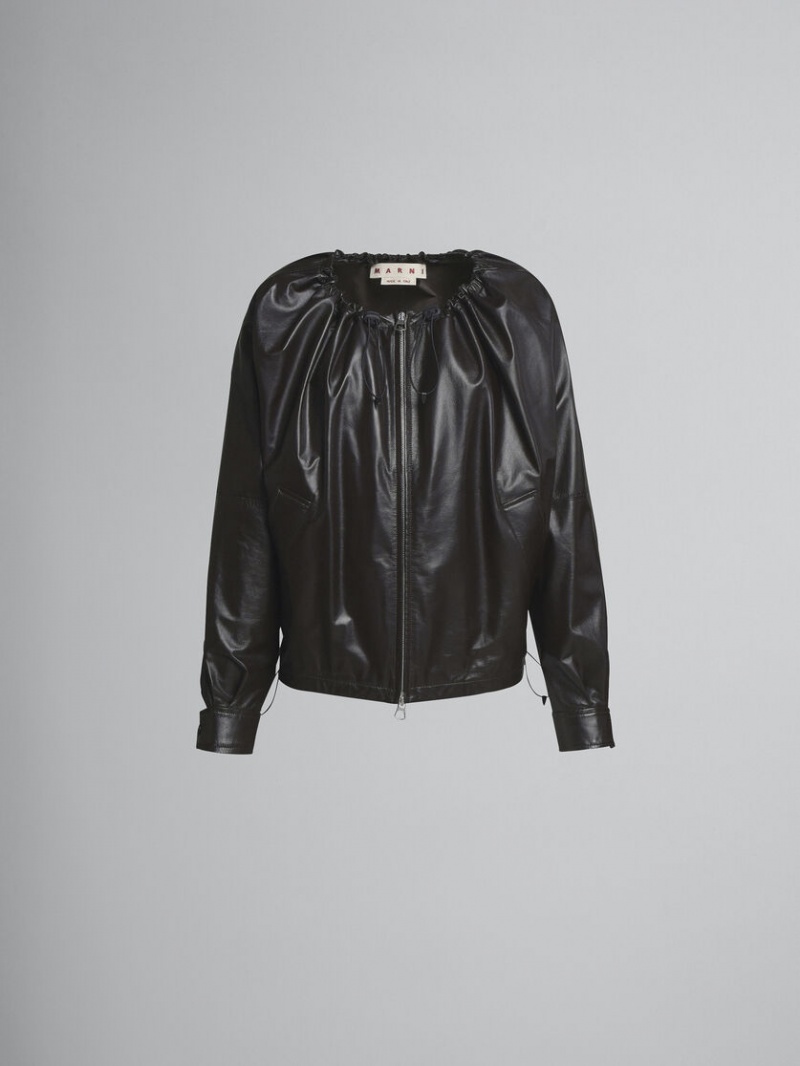 Marni Light Nappa Cuero Cropped Jacket Negros | AMXDF75167