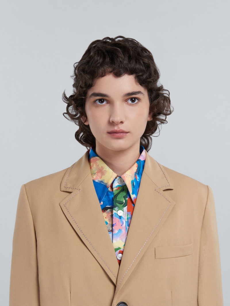 Marni Long Blazer In Beige Tropical Lana Beige | MXQAV72436