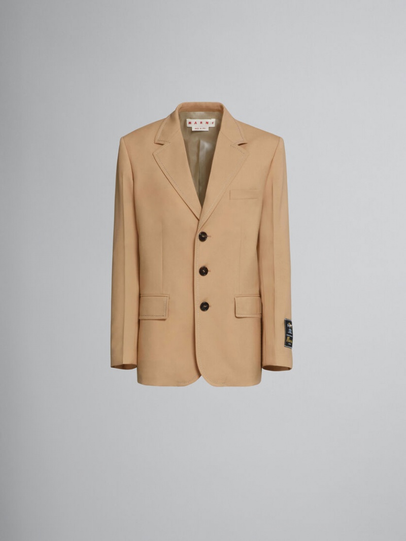 Marni Long Blazer In Beige Tropical Lana Beige | MXQAV72436