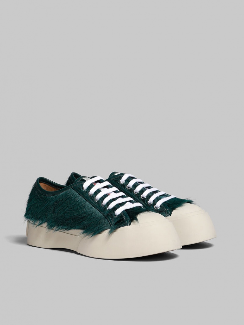 Marni Long-hair Calfskin Pablo Encaje-up Sneaker Verdes | YMXGT98569