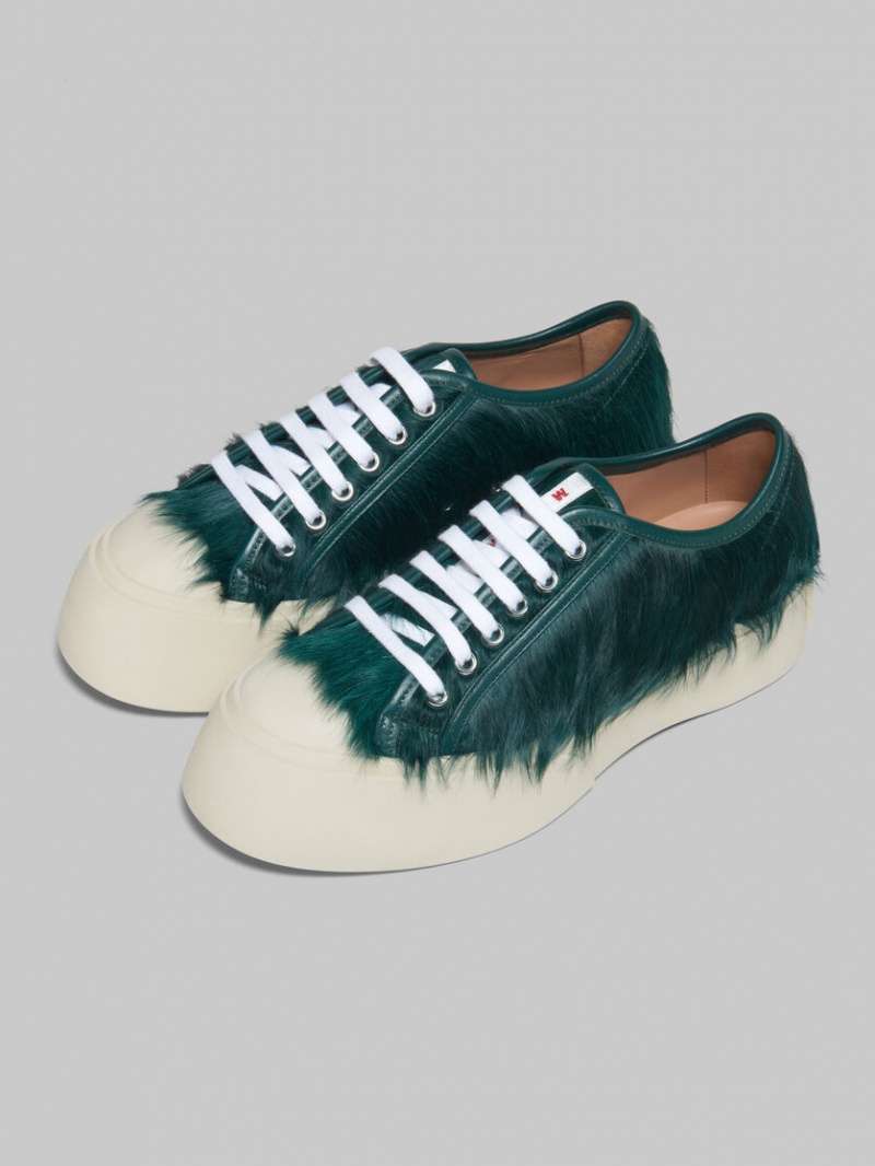 Marni Long-hair Calfskin Pablo Encaje-up Sneaker Verdes | YMXGT98569