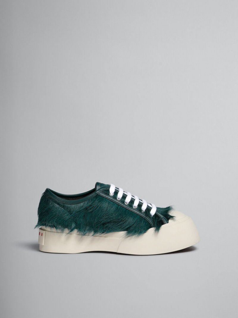 Marni Long-hair Calfskin Pablo Encaje-up Sneaker Verdes | YMXGT98569