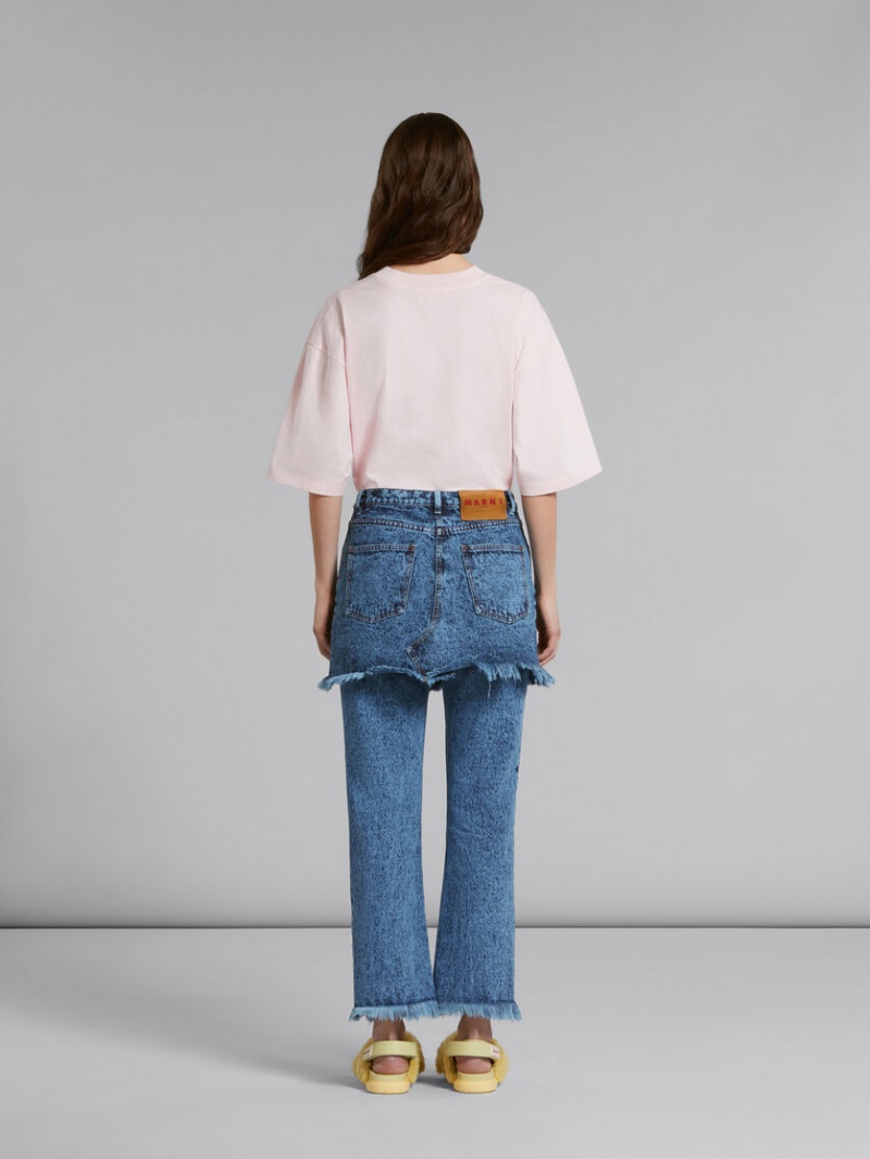 Marni Marbled Denim Trousers With Skirt Overlay Azules | FMXUI88060