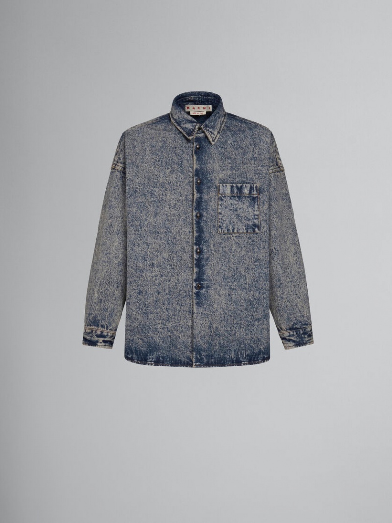 Marni Marble-dyed Denim Shirt Rosas Azules | BMXSD58064