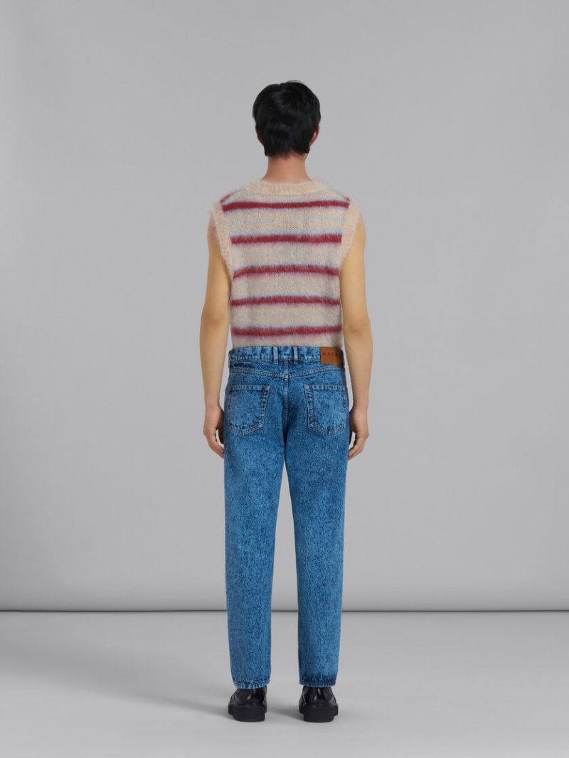 Marni Marble-dyed Directo Trousers In Algodon Drill Azules | QMXUV51283