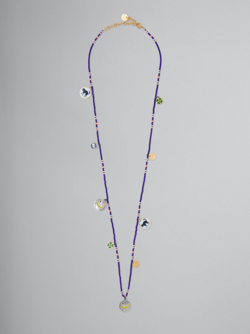 Marni Micro-bead Necklace With Disc Charms Morados | MXJKU16152