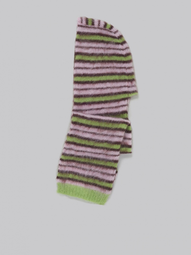 Marni Mohair And Lana Hat-scarf Rosas Verdes | MXQAV15647