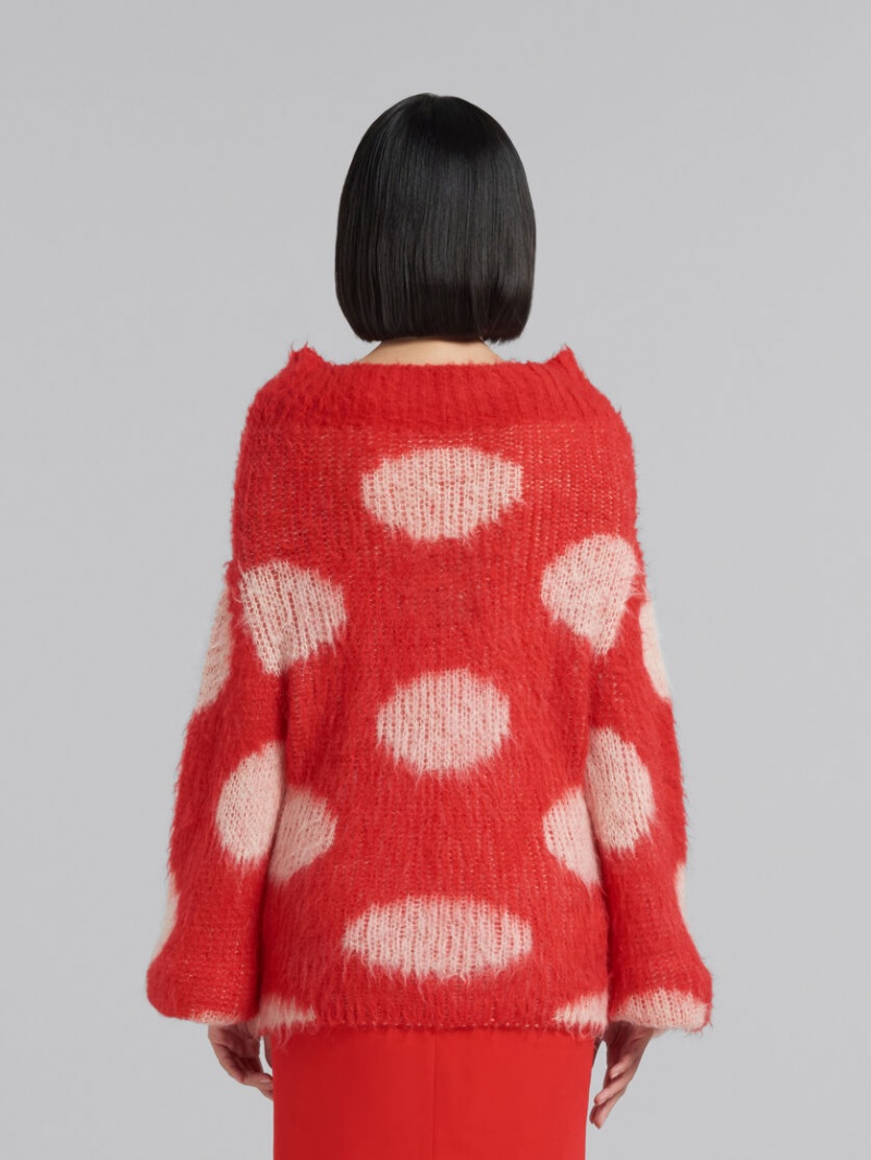 Marni Mohair Barco-neck Jumper With Polka Dots Rojos | XMXGW18280