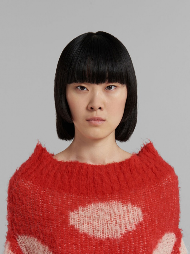 Marni Mohair Barco-neck Jumper With Polka Dots Rojos | XMXGW18280