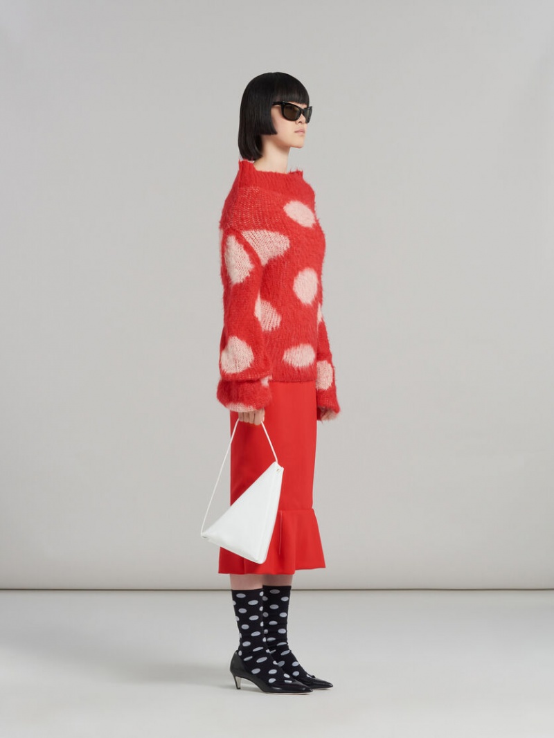 Marni Mohair Barco-neck Jumper With Polka Dots Rojos | XMXGW18280