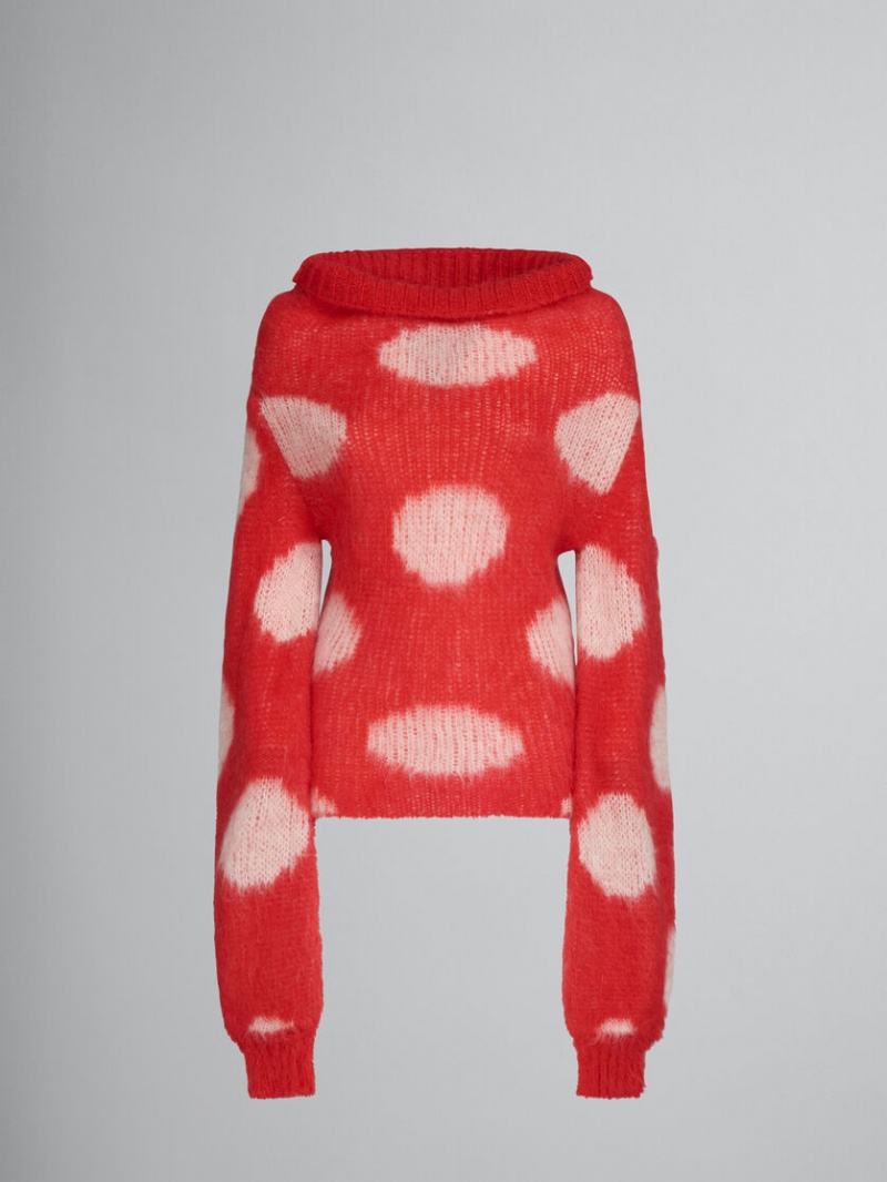 Marni Mohair Barco-neck Jumper With Polka Dots Rojos | XMXGW18280