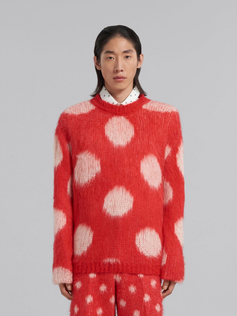 Marni Mohair Jumper With Maxi Polka Dots Rojos | MXEAH38629