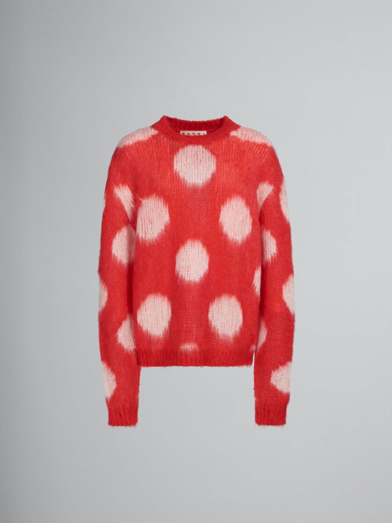 Marni Mohair Jumper With Maxi Polka Dots Rojos | MXEAH38629