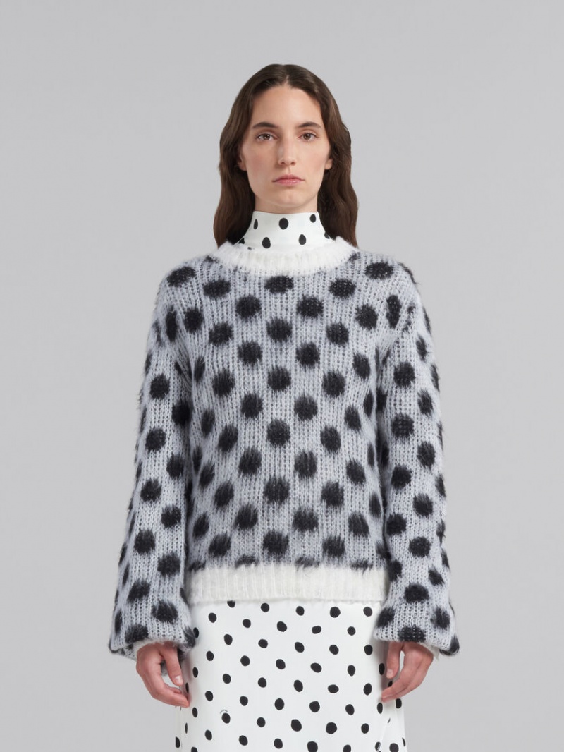 Marni Mohair Jumper With Polka Dots Blancos | YMXVQ76830