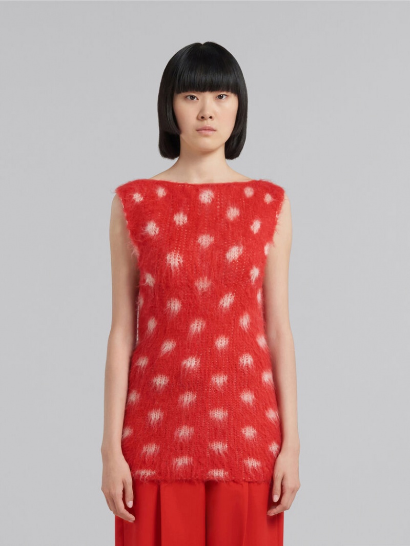 Marni Mohair Sin Manga Jumper With Polka Dots Rojos | UMXTG12326