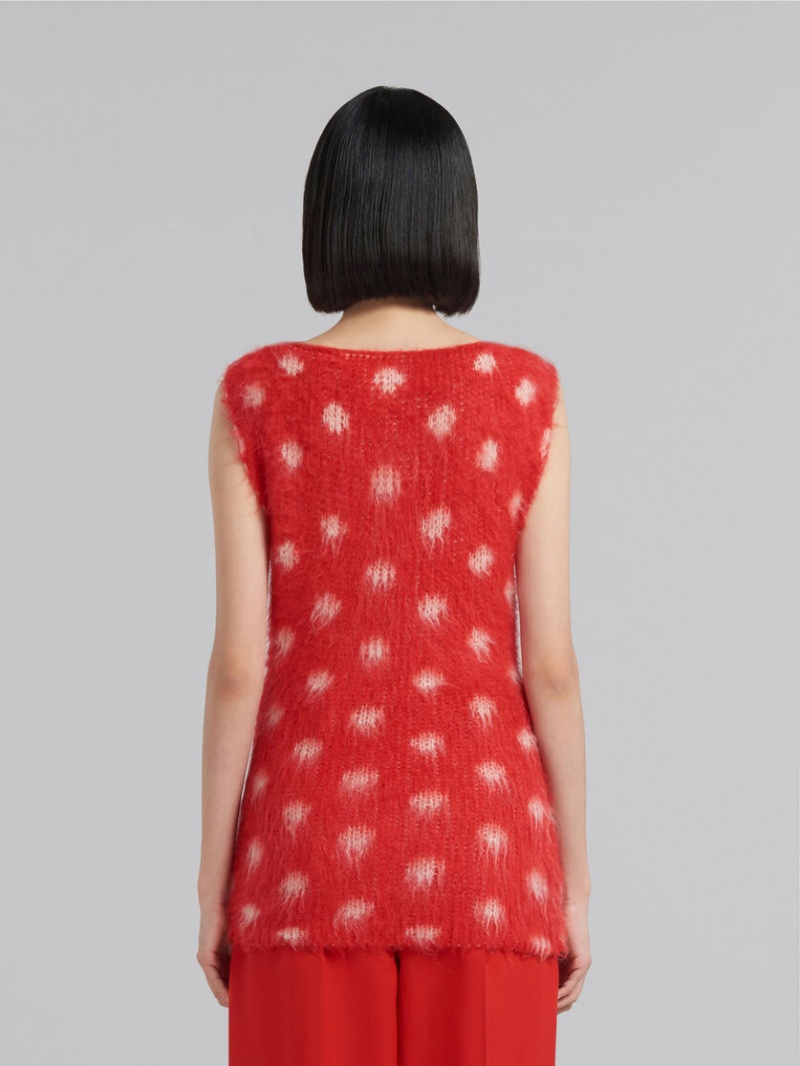 Marni Mohair Sin Manga Jumper With Polka Dots Rojos | UMXTG12326