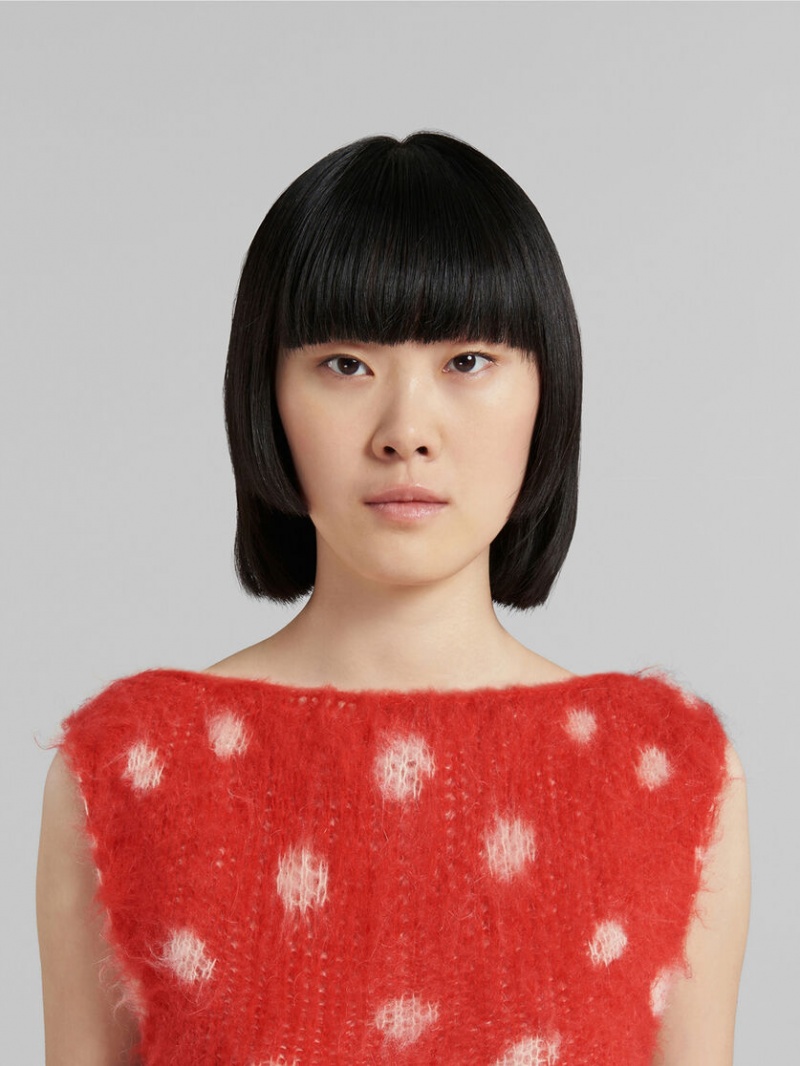 Marni Mohair Sin Manga Jumper With Polka Dots Rojos | UMXTG12326