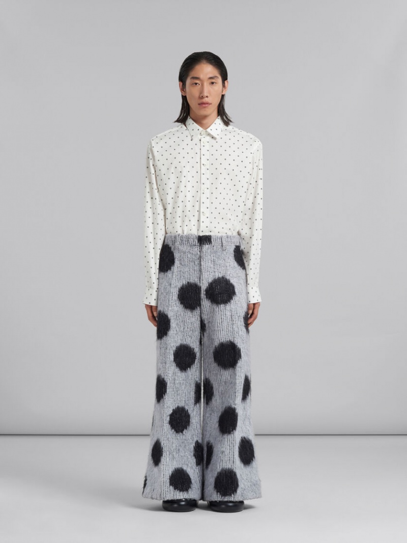 Marni Mohair Trousers With Maxi Polka Dots Blancos | MXZDE50161