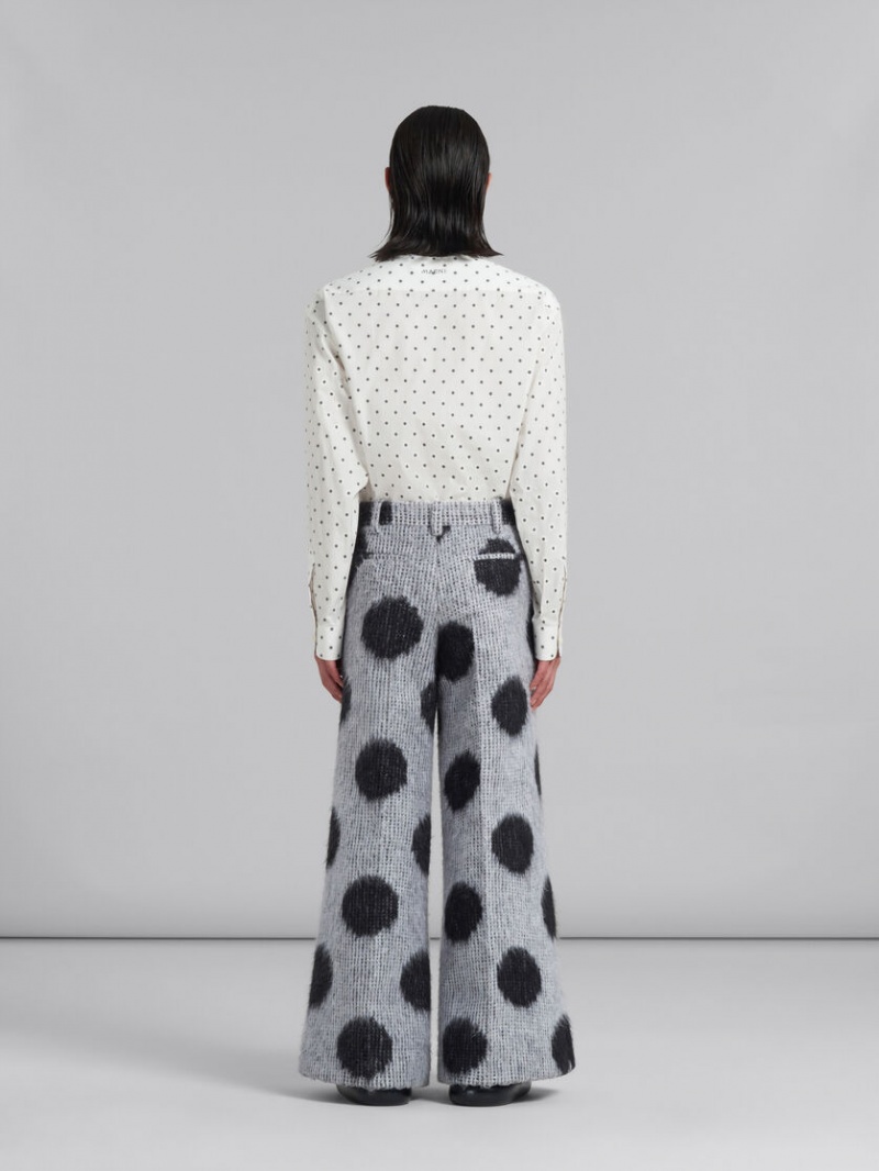 Marni Mohair Trousers With Maxi Polka Dots Blancos | MXZDE50161