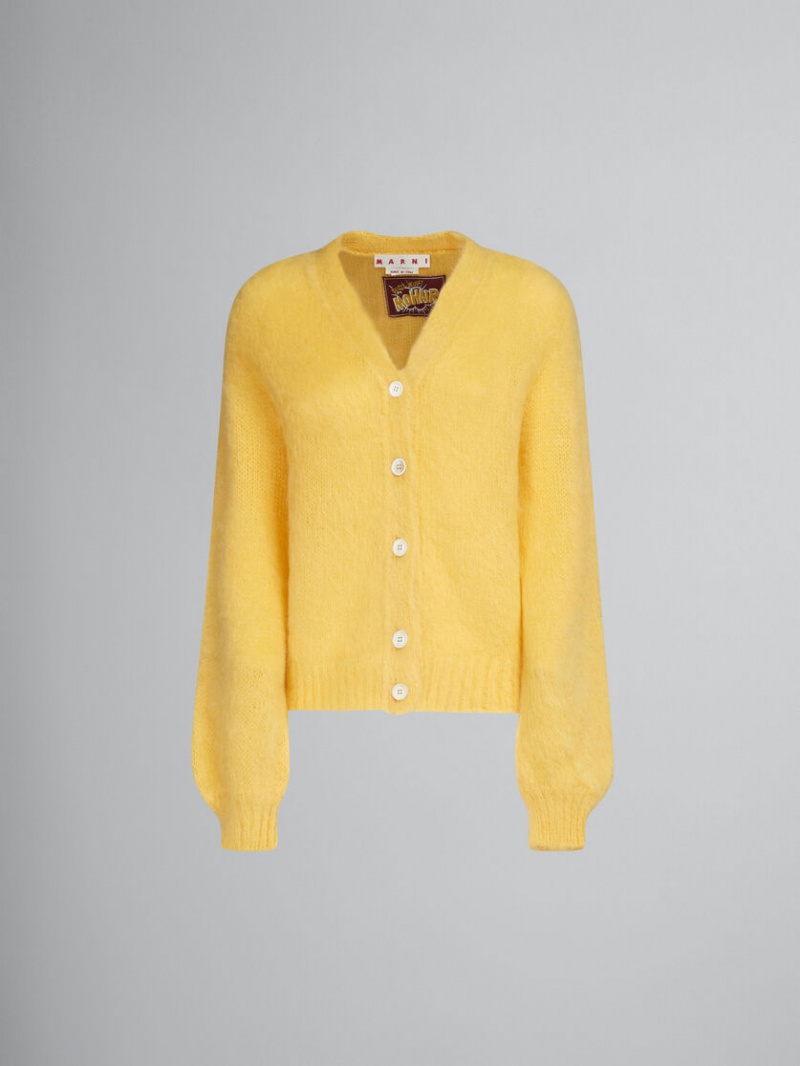 Marni Mohair V-neck Cardigan Amarillos | AMXDF39383