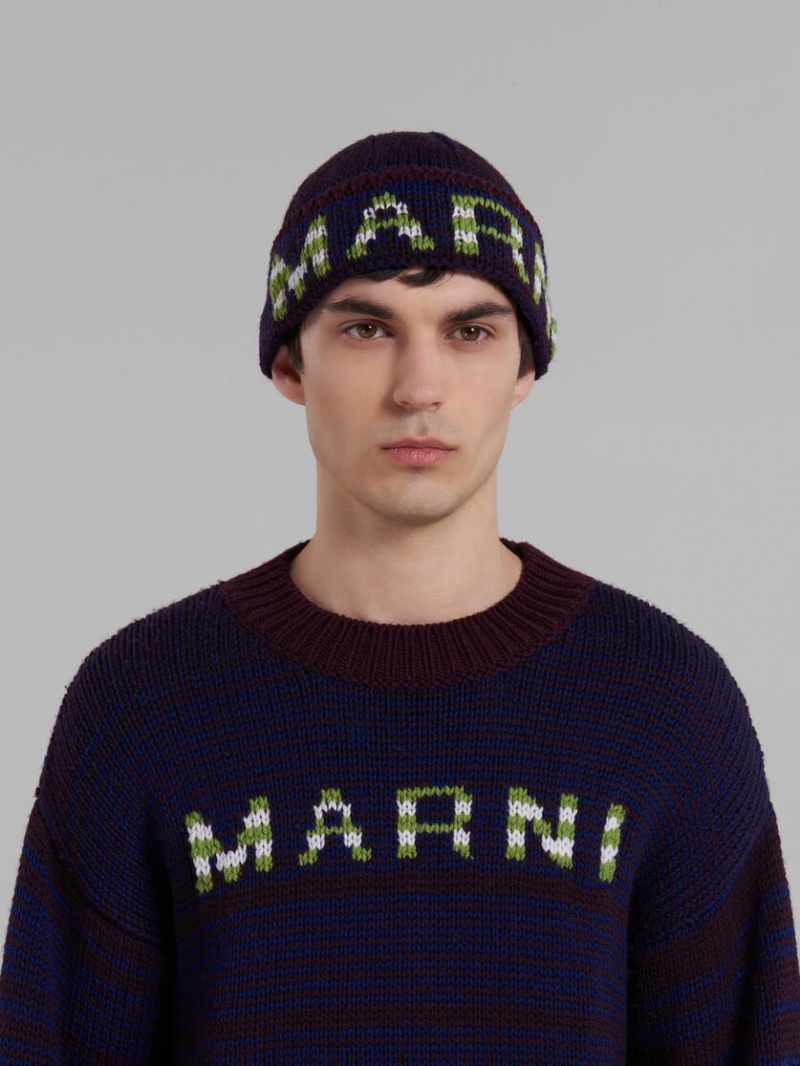 Marni Mouliné Beanie With A Rayas Logo Azules | SMXVO98899