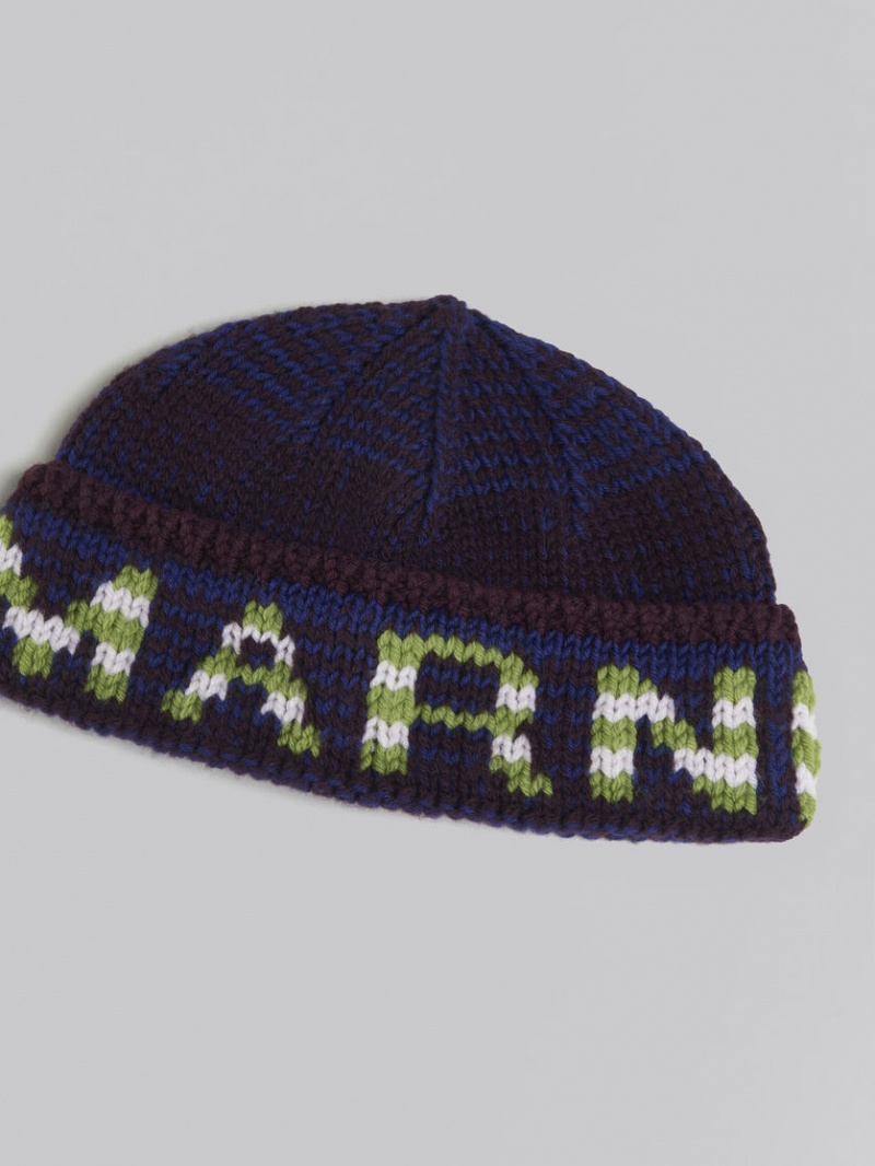 Marni Mouliné Beanie With A Rayas Logo Azules | SMXVO98899