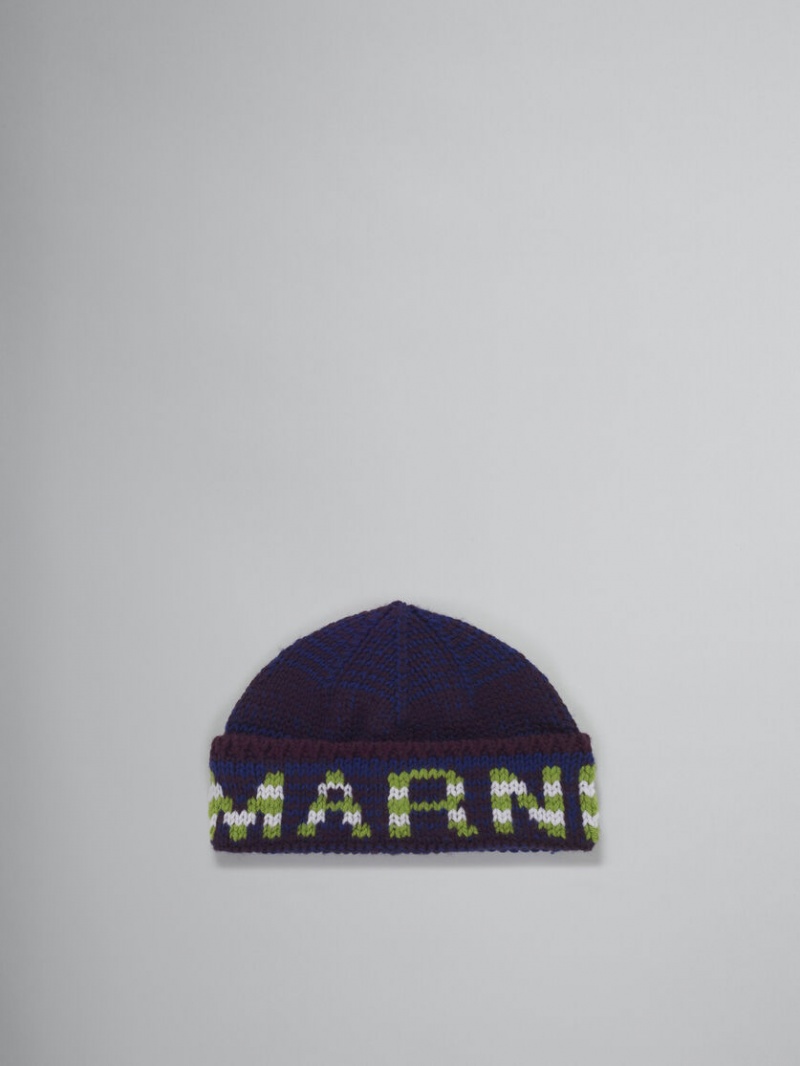 Marni Mouliné Beanie With A Rayas Logo Azules | SMXVO98899