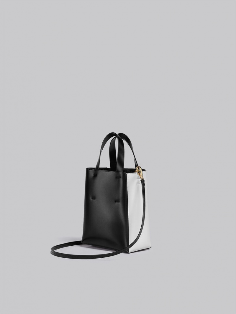 Marni Museo Mini Bag Cuero Blancos Negros | PMXER71523