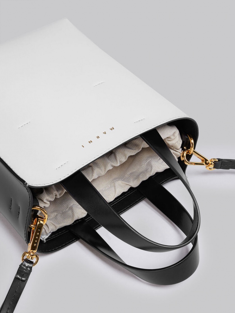 Marni Museo Mini Bag Cuero Blancos Negros | PMXER71523