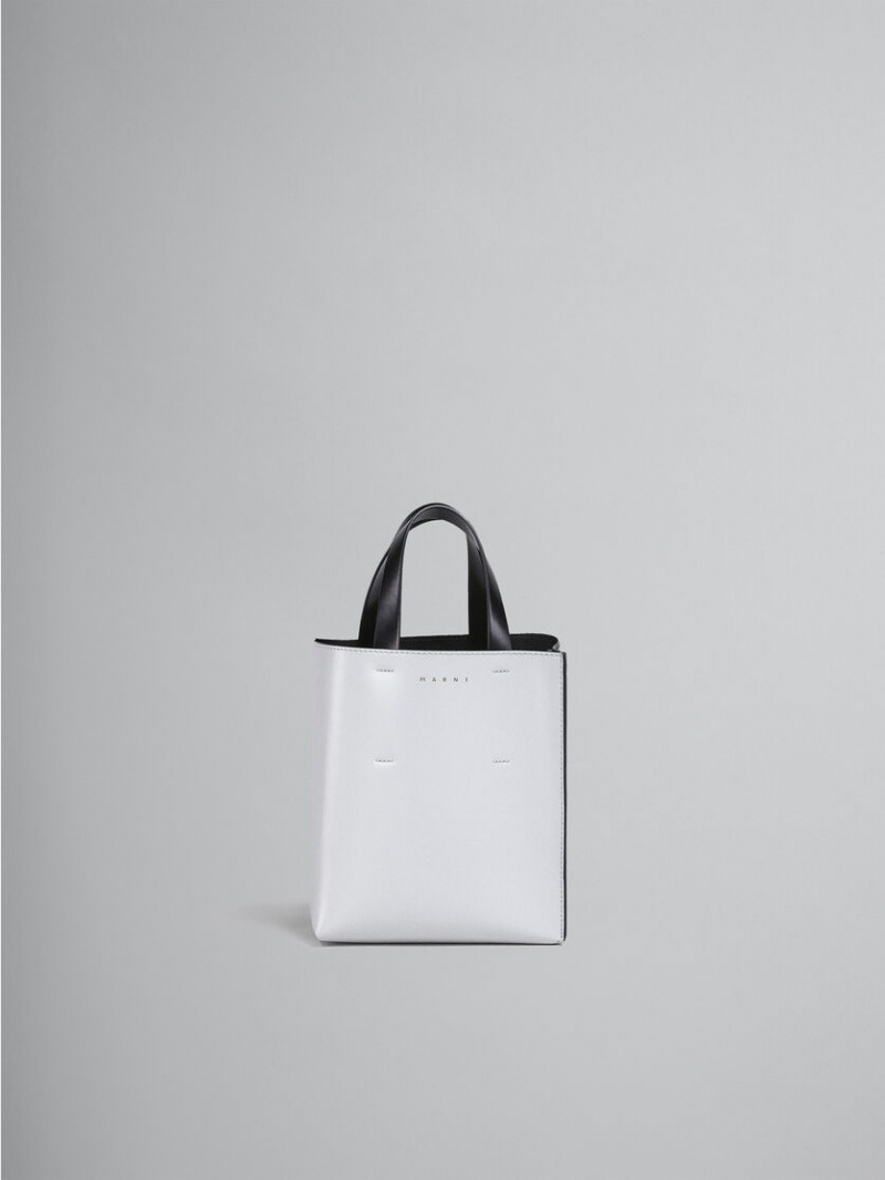 Marni Museo Mini Bag Cuero Blancos Negros | PMXER71523