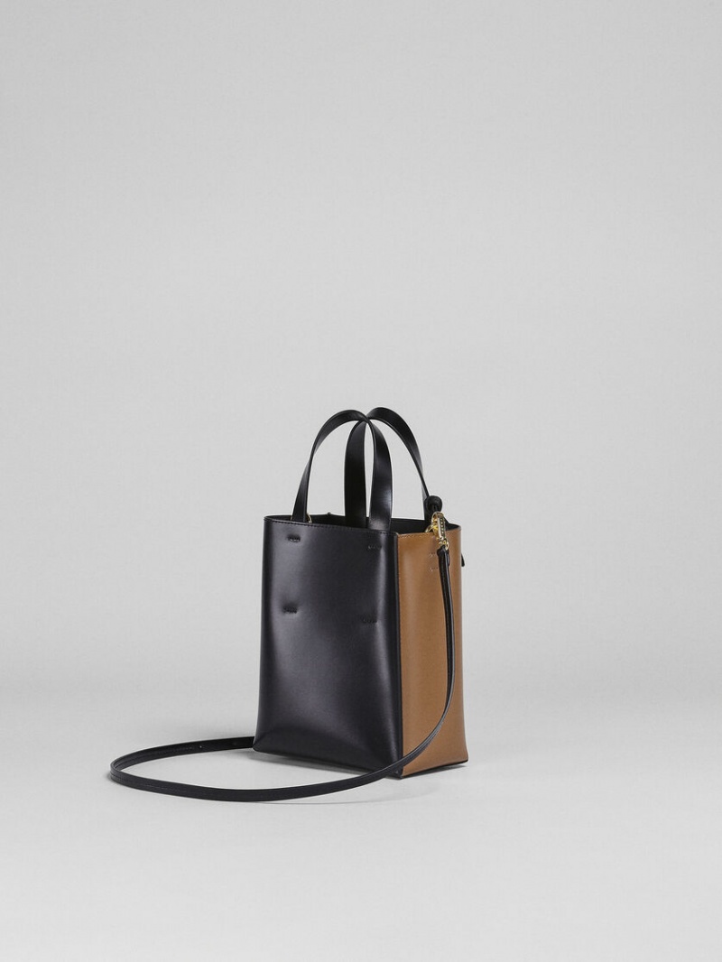 Marni Museo Mini Bag Cuero Negros Marrom | QMXWA18734