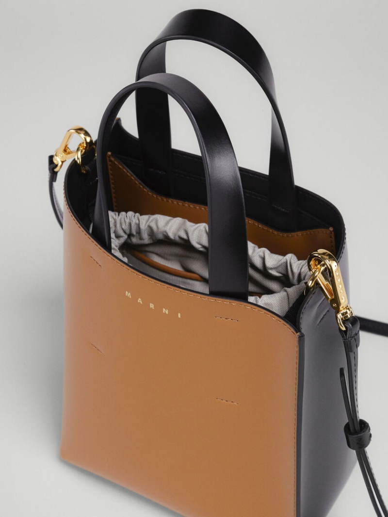 Marni Museo Mini Bag Cuero Negros Marrom | QMXWA18734