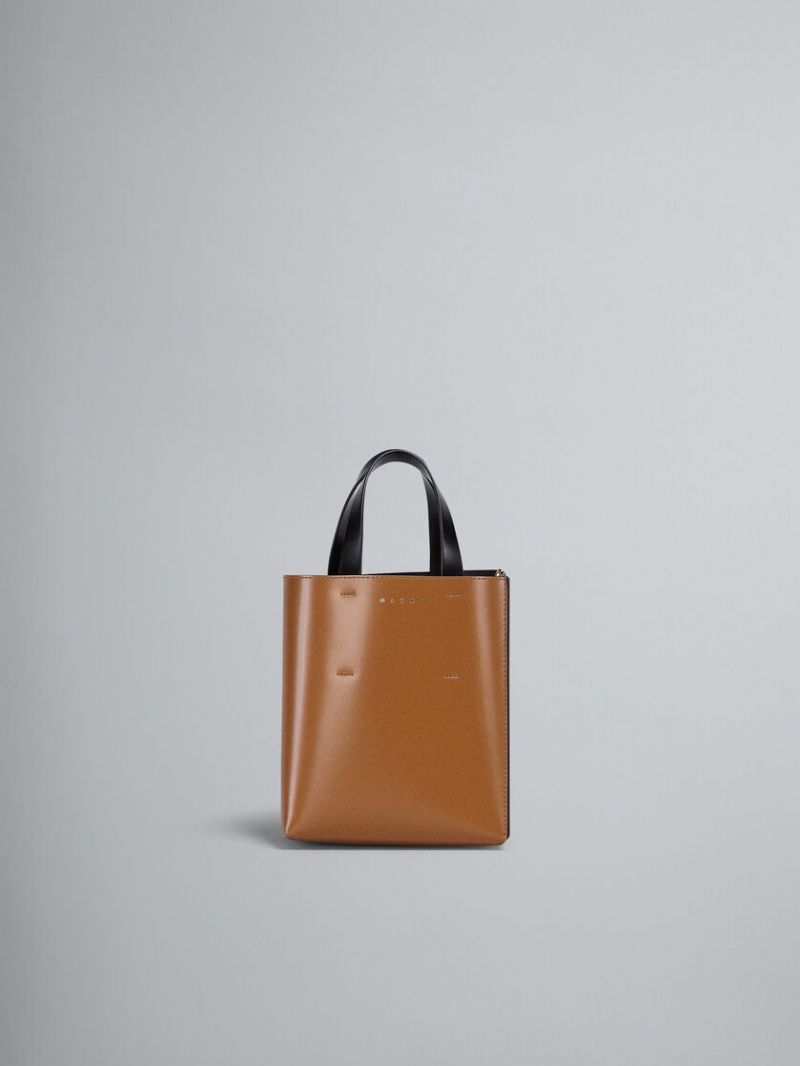 Marni Museo Mini Bag Cuero Negros Marrom | QMXWA18734