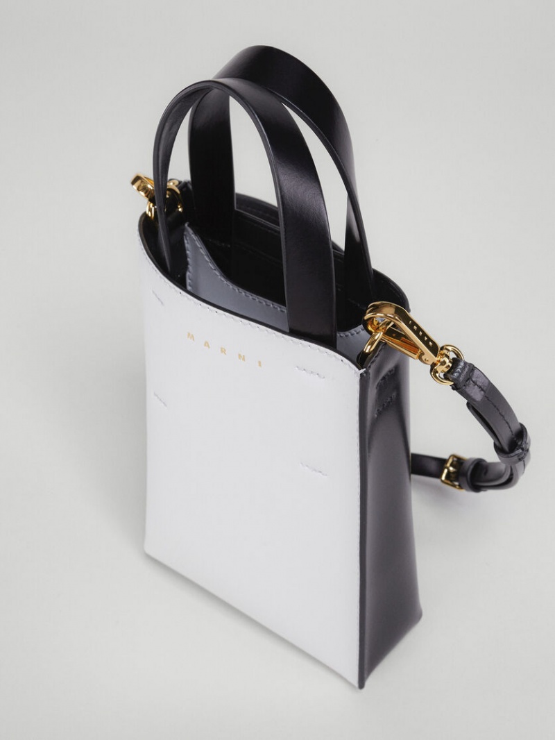 Marni Museo Nano Bag Cuero Blancos Negros | XMXBH31160