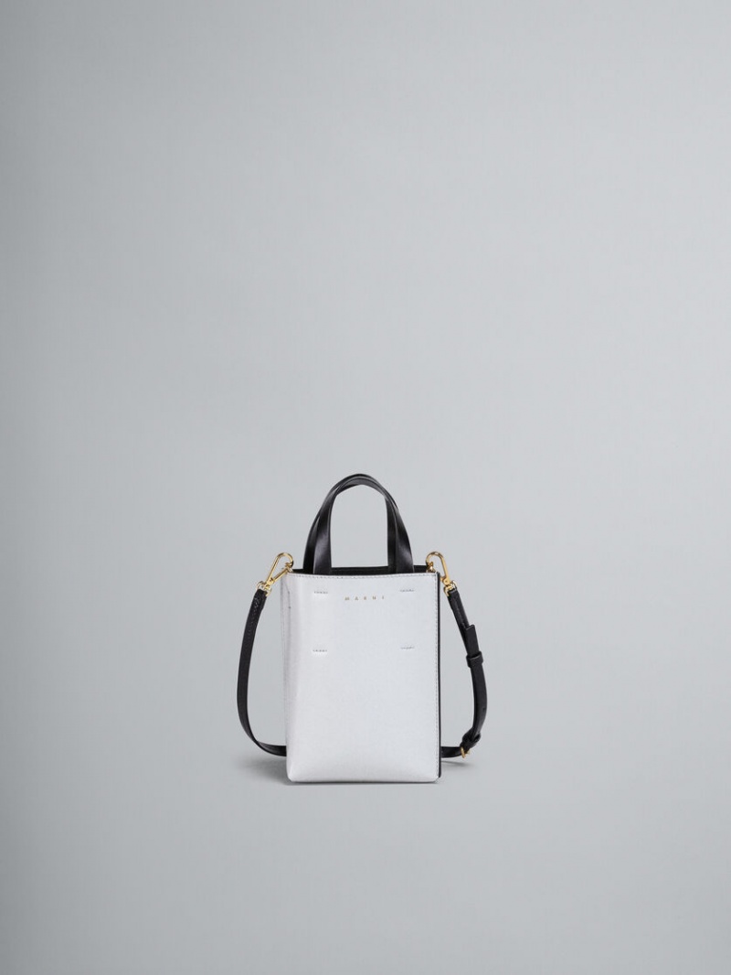 Marni Museo Nano Bag Cuero Blancos Negros | XMXBH31160