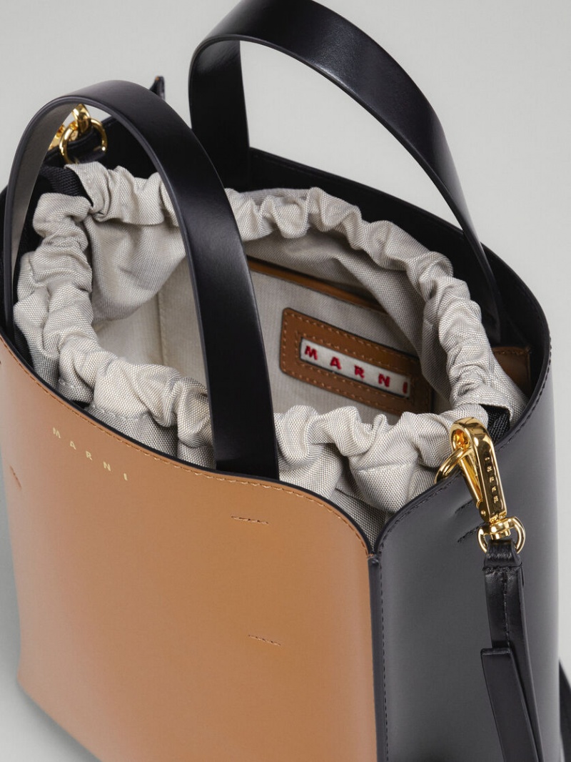 Marni Museo Small Bag Cuero Marrom Negros | MXXBR49068