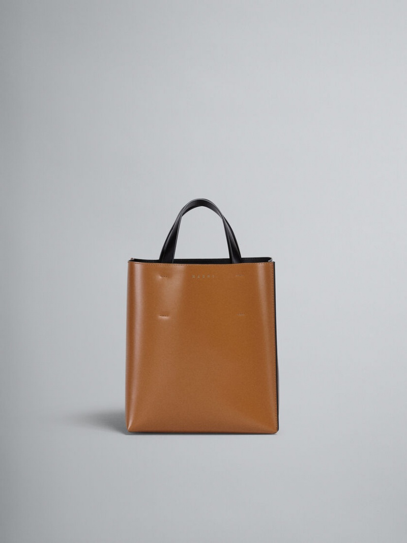 Marni Museo Small Bag Cuero Marrom Negros | MXXBR49068