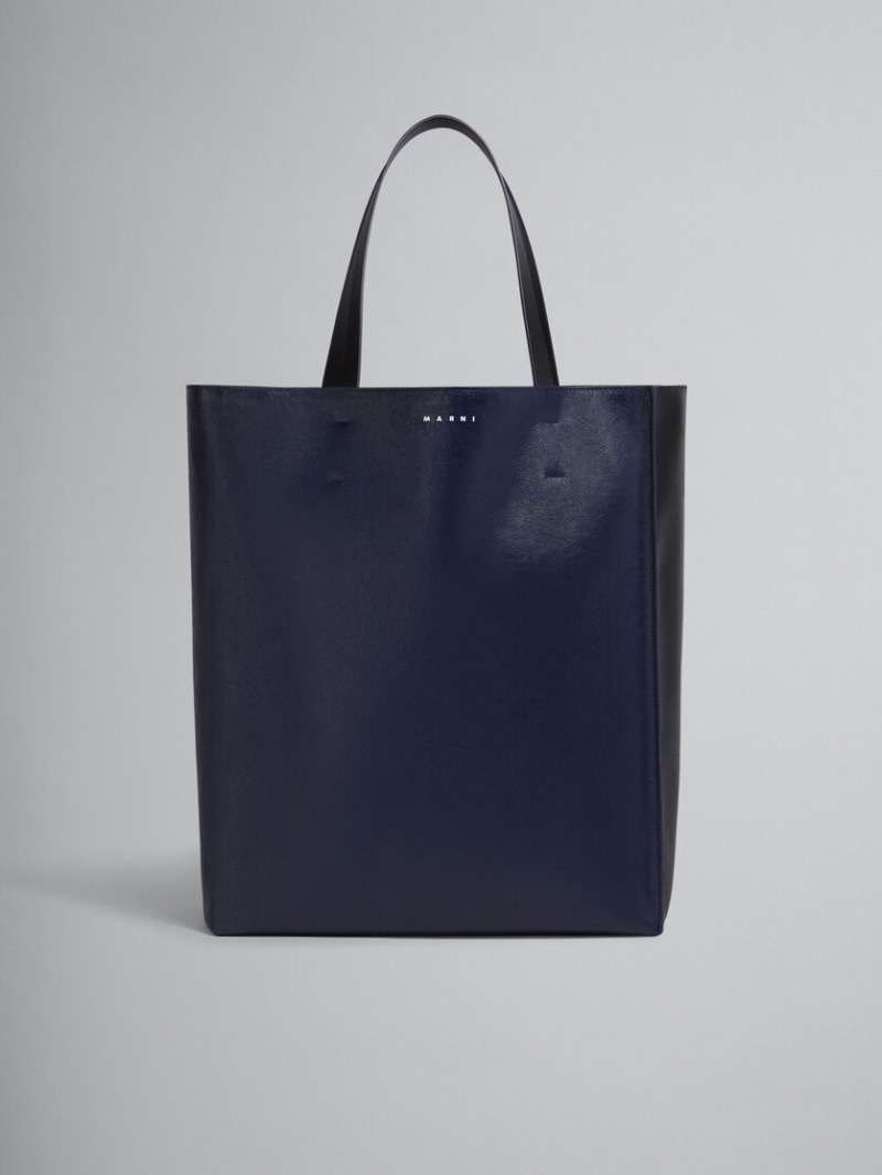 Marni Museo Soft Large Bag Cuero Negros Azules | MXQAV32528