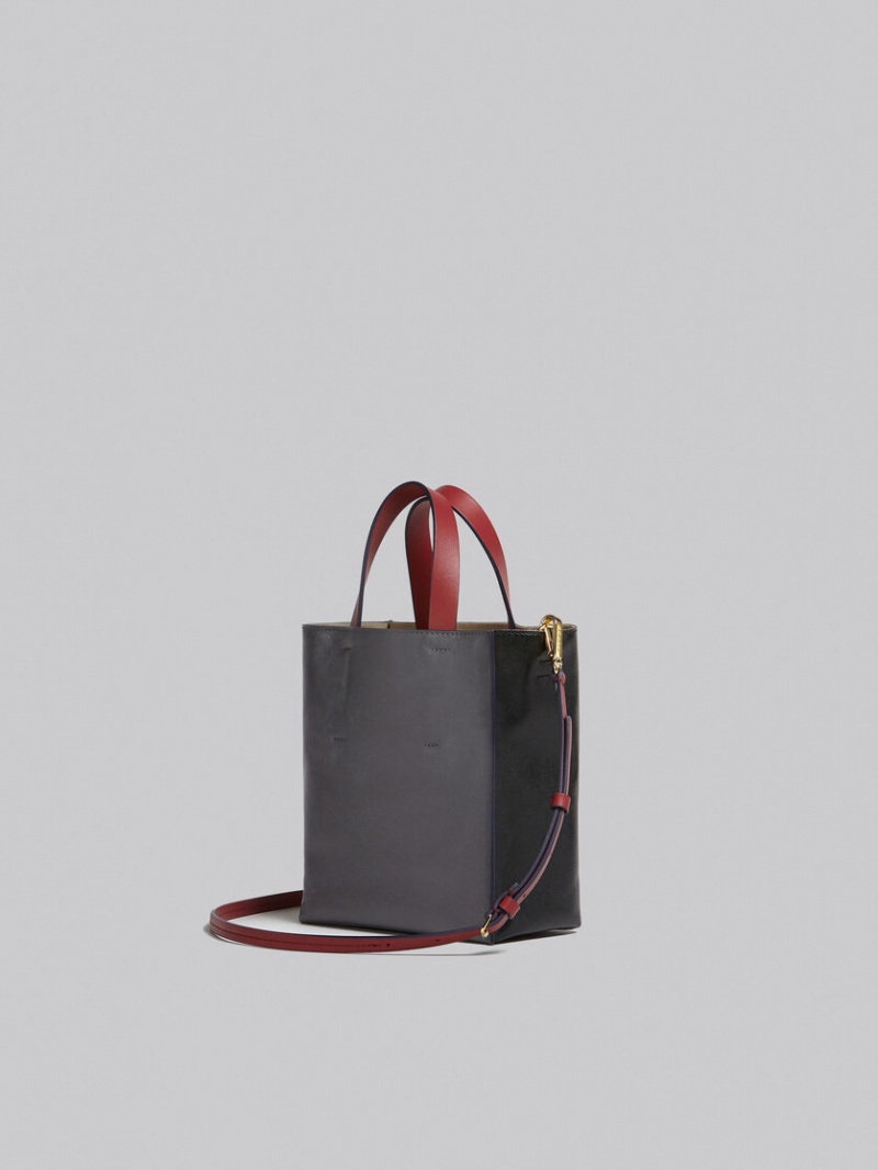 Marni Museo Soft Mini Bag Cuero Grises Negros Rojos | MXDFL62559