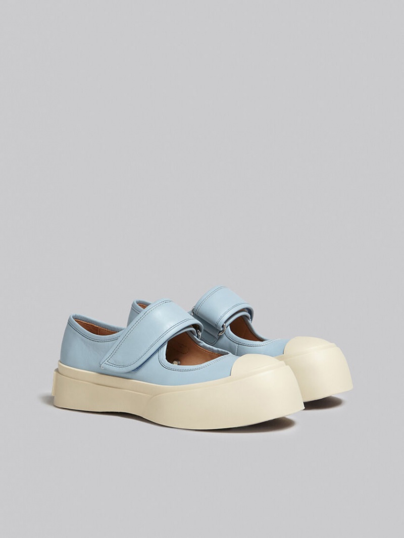 Marni Nappa Cuero Mary Jane Sneaker Azules Claro | LMXTR40354