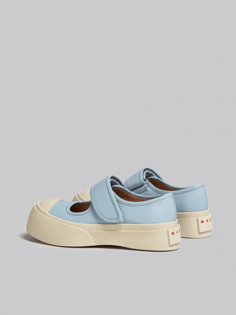 Marni Nappa Cuero Mary Jane Sneaker Azules Claro | LMXTR40354